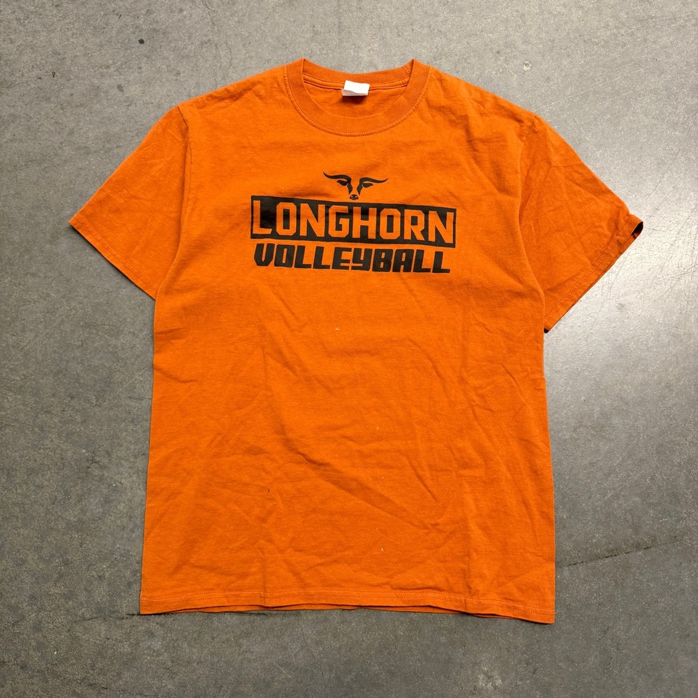 Port & Company Longhorn Volleyball T-Shirt Orange Mens Small Short Sleeve Tee